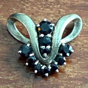 Vintage 925 Sterling Sapphire Pendant 10 Stones Slide Pendant CNA Thailand